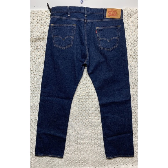 Levis 501 Jeans Mens 40x32 Original Dark Wash Blue Denim Button Fly Straight - Picture 1 of 10